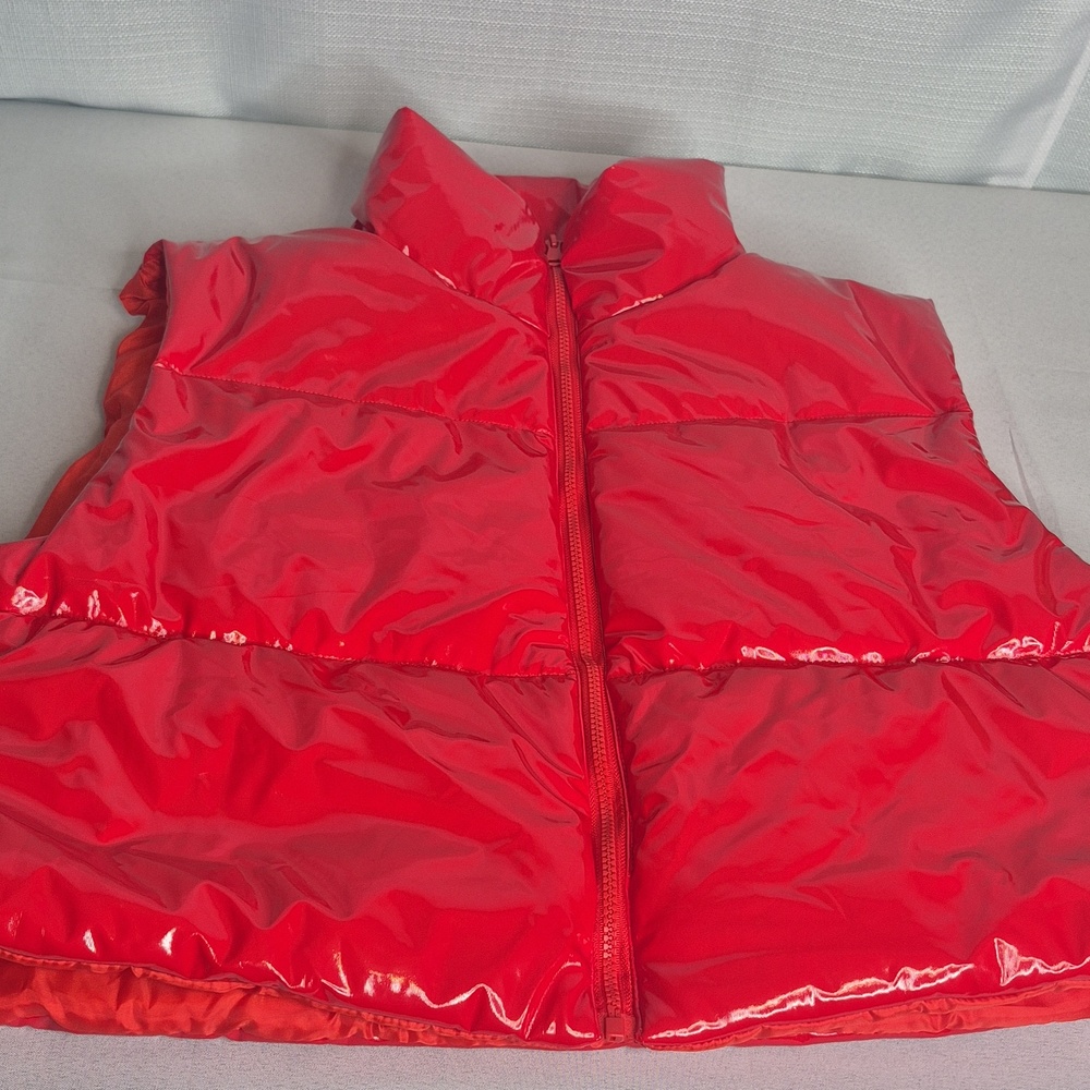 Daisy RED Shiny Glossy Puffy Vest - Picture 5 of 15